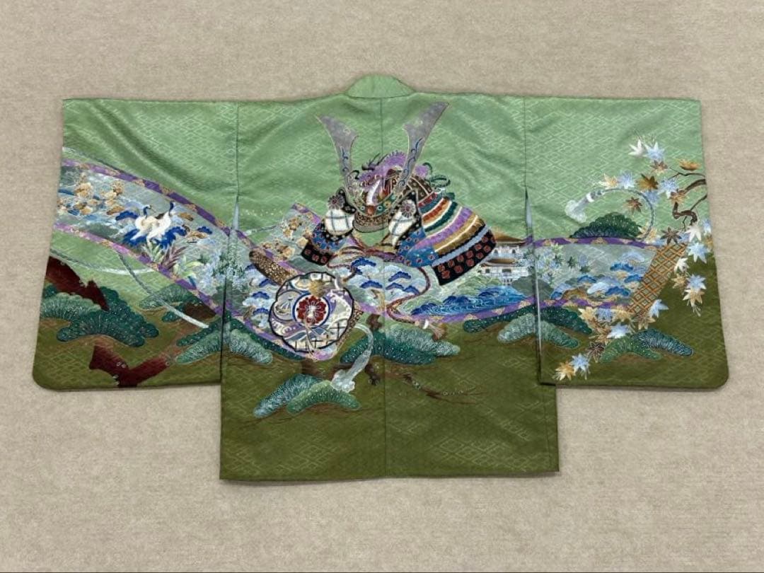 5才　七五三　着物セット　緑兜