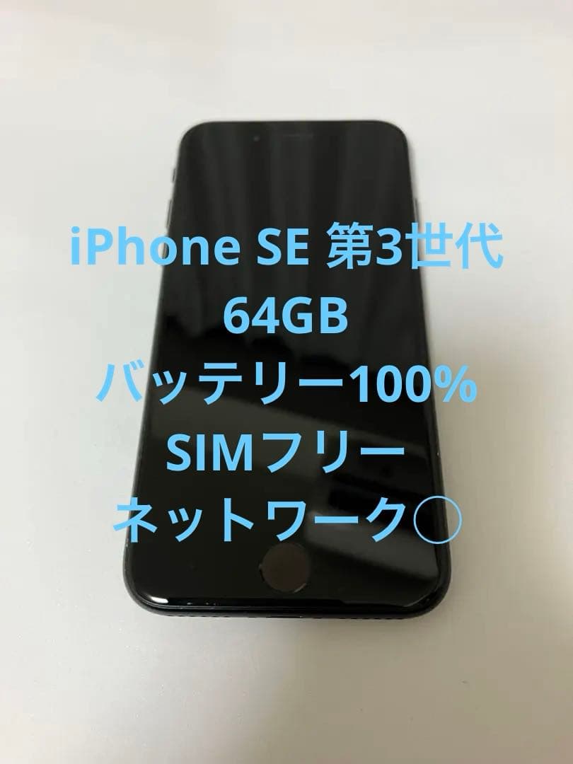 イ*7様 Apple iPhone SE第3世代 ブラック 本体 バッテリー10