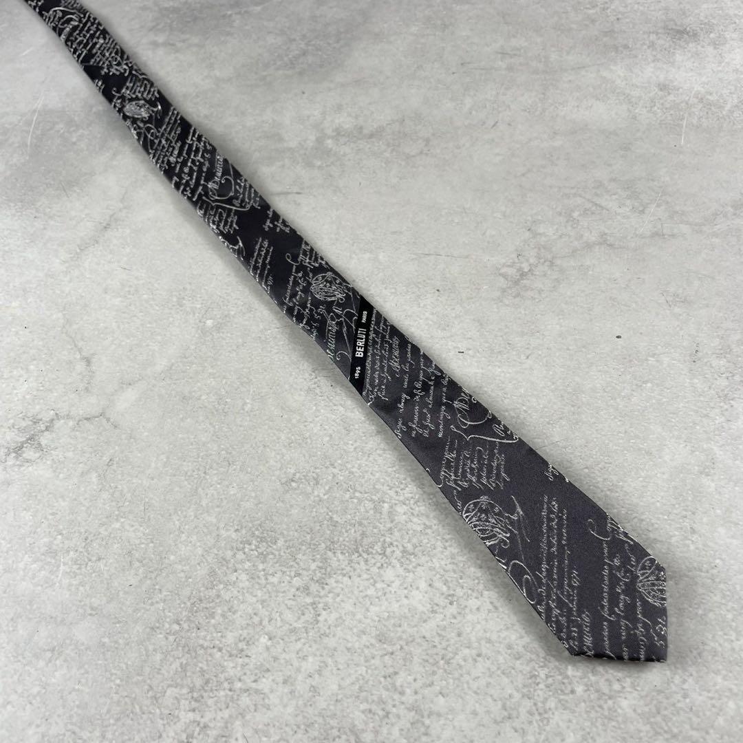 極美品✨ BERLUTI ベルルッティ カリグラフィ ネクタイ グレー