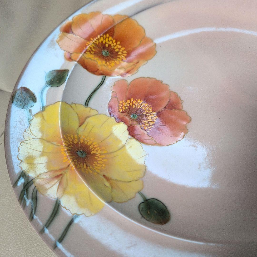 【未使用】陶あん　陶葊　京焼　清水焼　盛り皿　ポピー　ひなげし　大皿