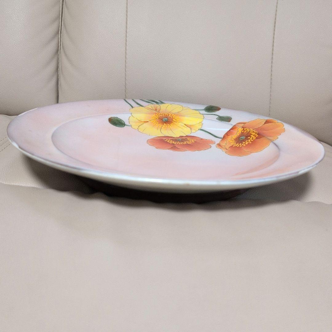 【未使用】陶あん　陶葊　京焼　清水焼　盛り皿　ポピー　ひなげし　大皿
