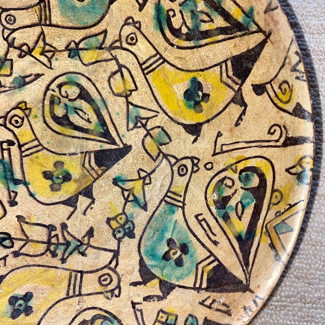 ペルシャ　鳥紋ラスター大皿　紀元前5世紀頃