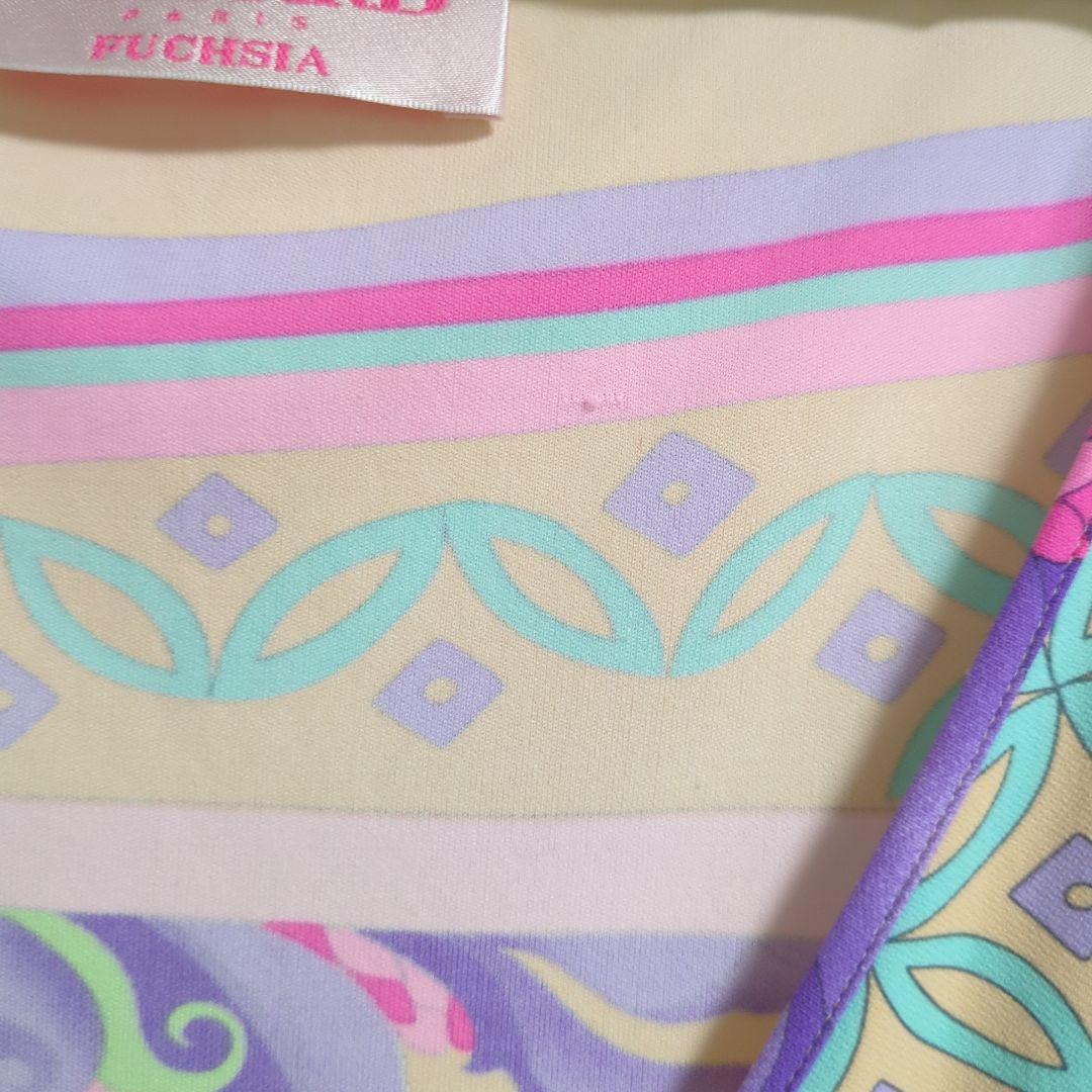 最終お値下げ！LEONARDカシュクールワンピースピンク系花柄サイズ44