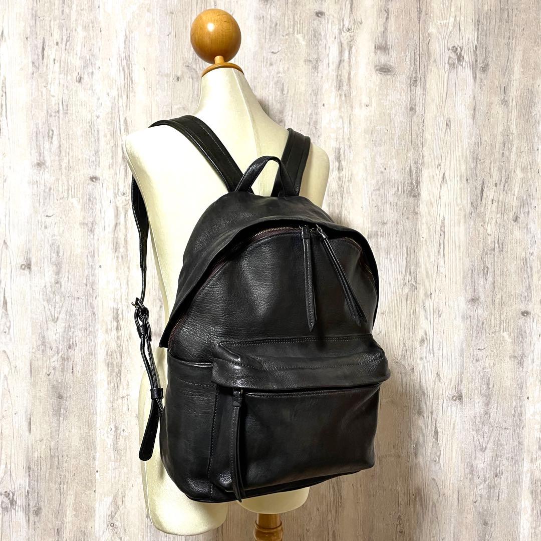 ■美品■ゲンテン　レザーリュック　ゴートヌメ　グレージュブラック