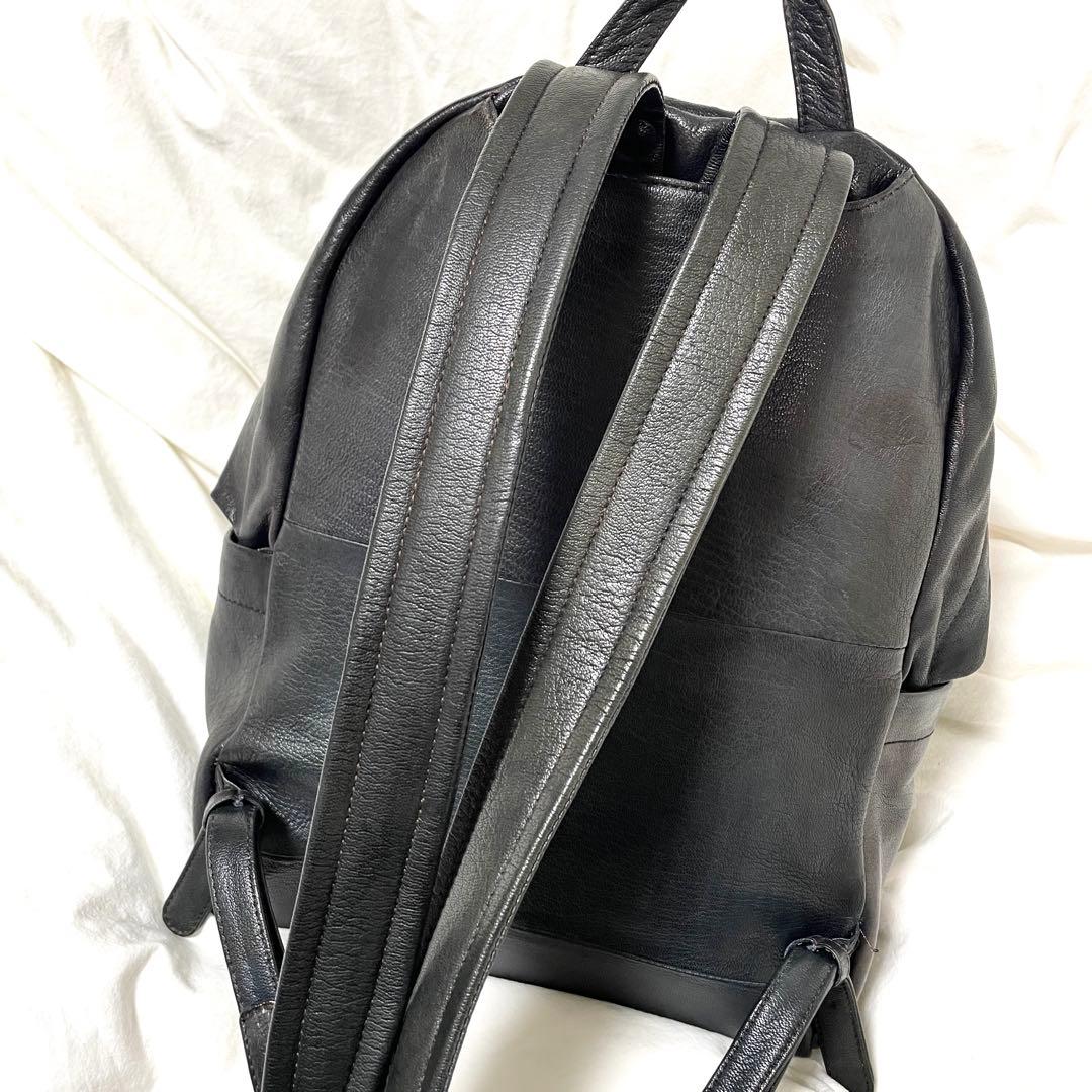 ■美品■ゲンテン　レザーリュック　ゴートヌメ　グレージュブラック