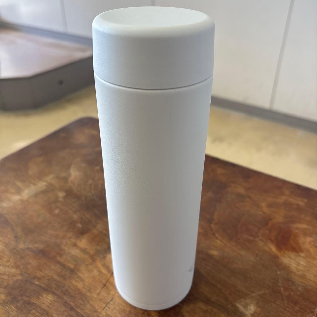 ホワイト ステンレスボトル 円筒形