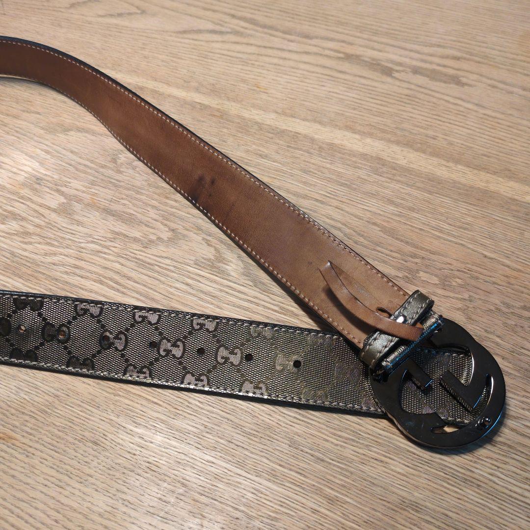 GUCCI ブラウンレザーベルト GGパターン