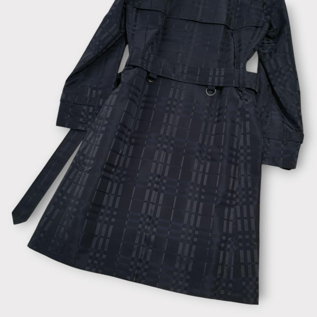美品 BURBERRY LONDON シルク混 シャドーチェック トレンチコート