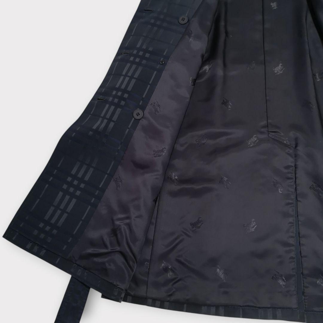 美品 BURBERRY LONDON シルク混 シャドーチェック トレンチコート