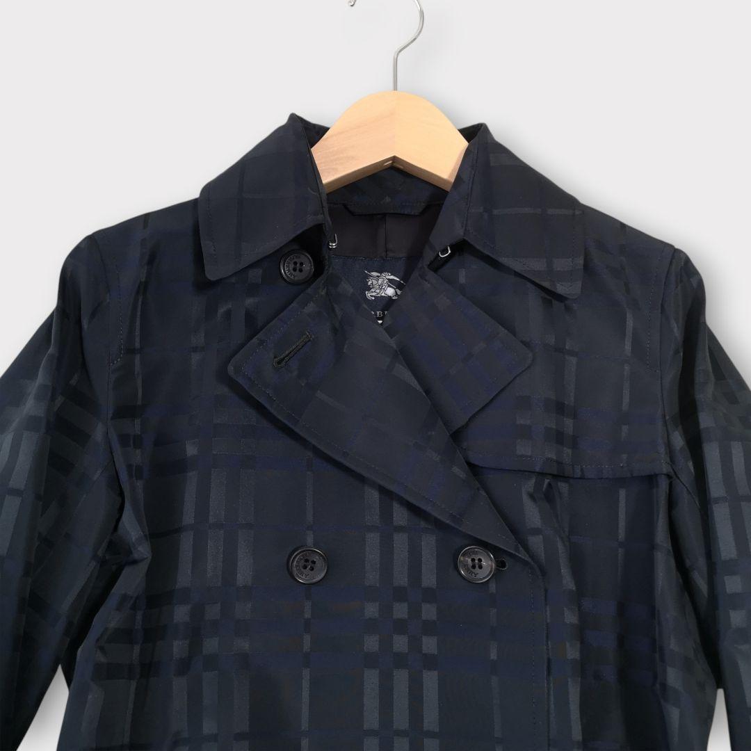美品 BURBERRY LONDON シルク混 シャドーチェック トレンチコート