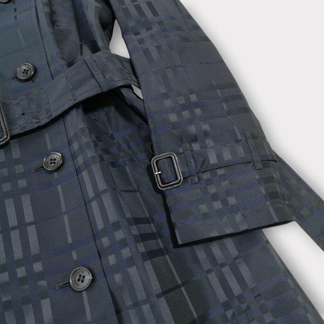 美品 BURBERRY LONDON シルク混 シャドーチェック トレンチコート
