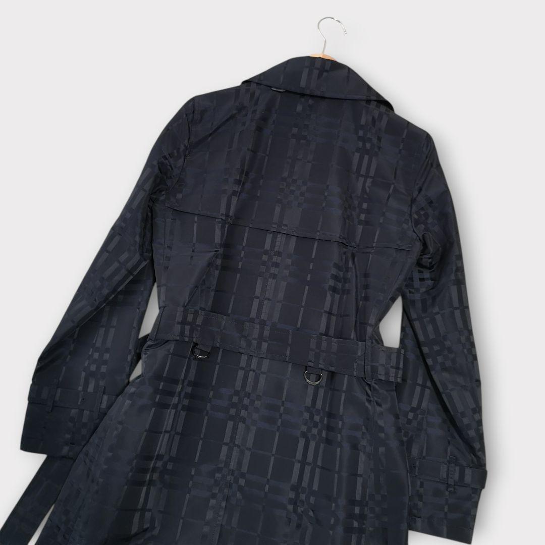 美品 BURBERRY LONDON シルク混 シャドーチェック トレンチコート