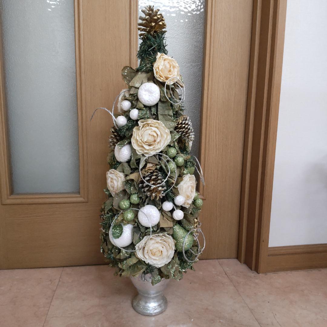 約66cm　トピアリー　造花　フラワー　グリーン　大きい　レアカラー