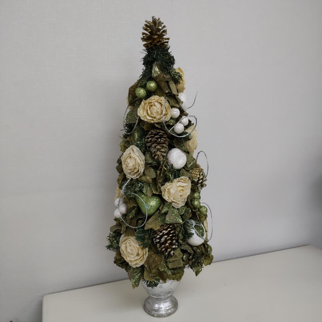 約66cm　トピアリー　造花　フラワー　グリーン　大きい　レアカラー