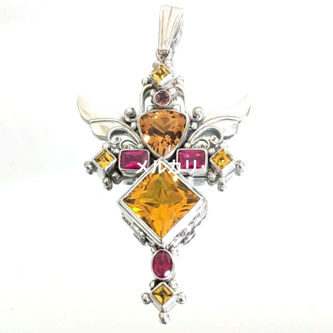 【希少】シャンカリ・ジュエリー ペンダントトップ シトリン＆レッドスピネル