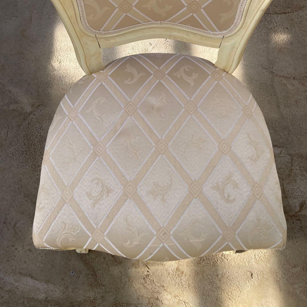 ほ*着様 白家具 猫脚 ダイニングチェア 布張り アンティーク調 A