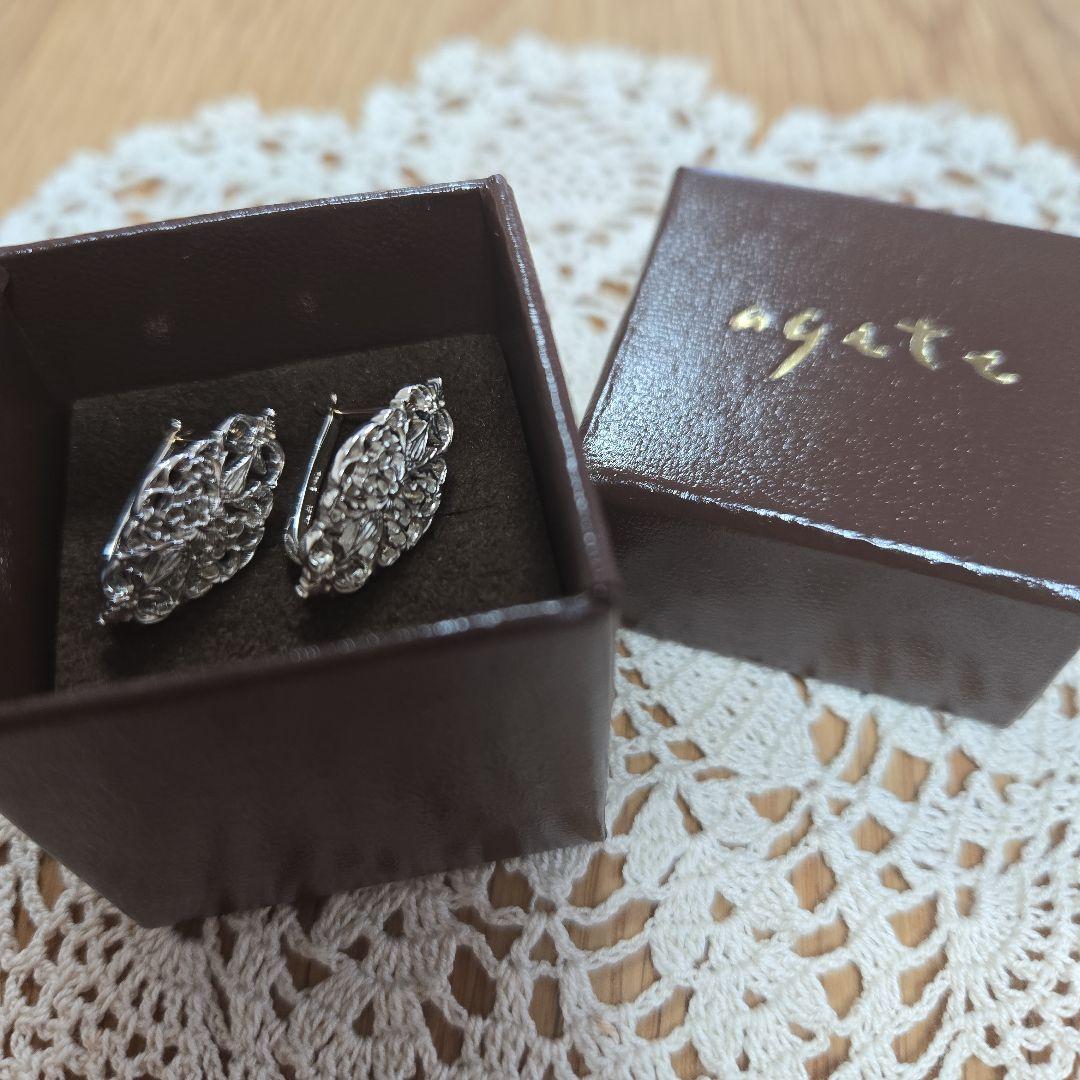 agete シルバー 透かし　ピアス　ポストのみK10 アガット