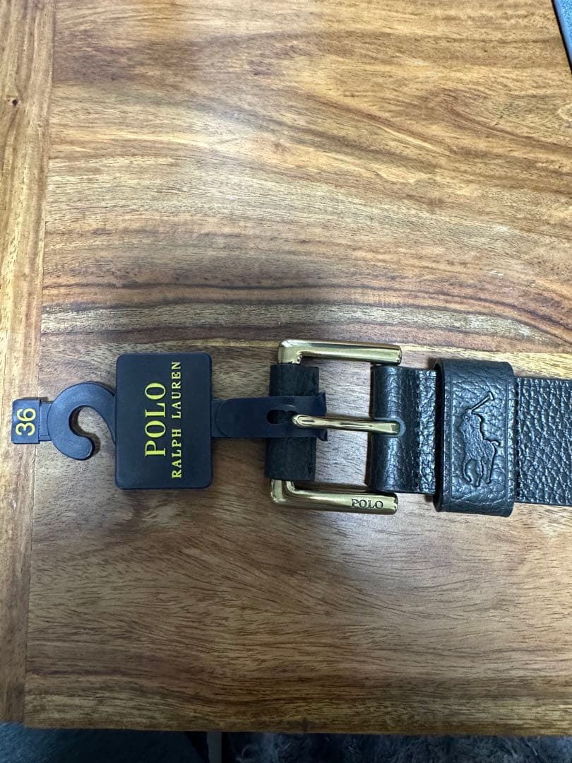 POLO RALPH LAUREN ブラックレザーベルト 36インチ