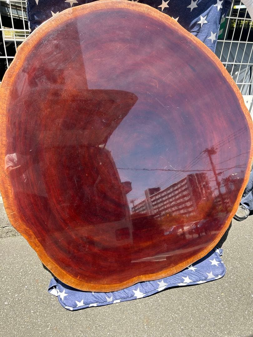 一枚板座卓　紫檀　丸テーブル　ダイニングテーブル