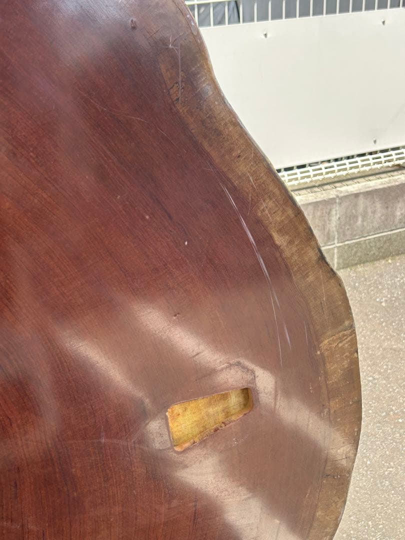 一枚板座卓　紫檀　丸テーブル　ダイニングテーブル