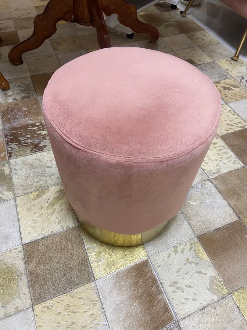 【KARE】ピンクベルベットスツール ゴールド脚