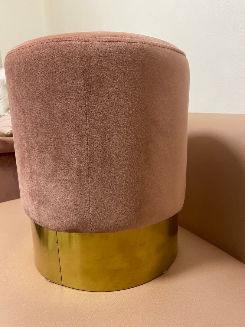 【KARE】ピンクベルベットスツール ゴールド脚