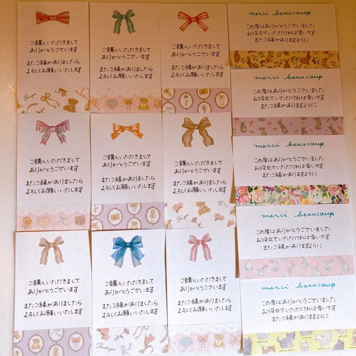 手書きサンキューカード　30枚　ガーリーmix