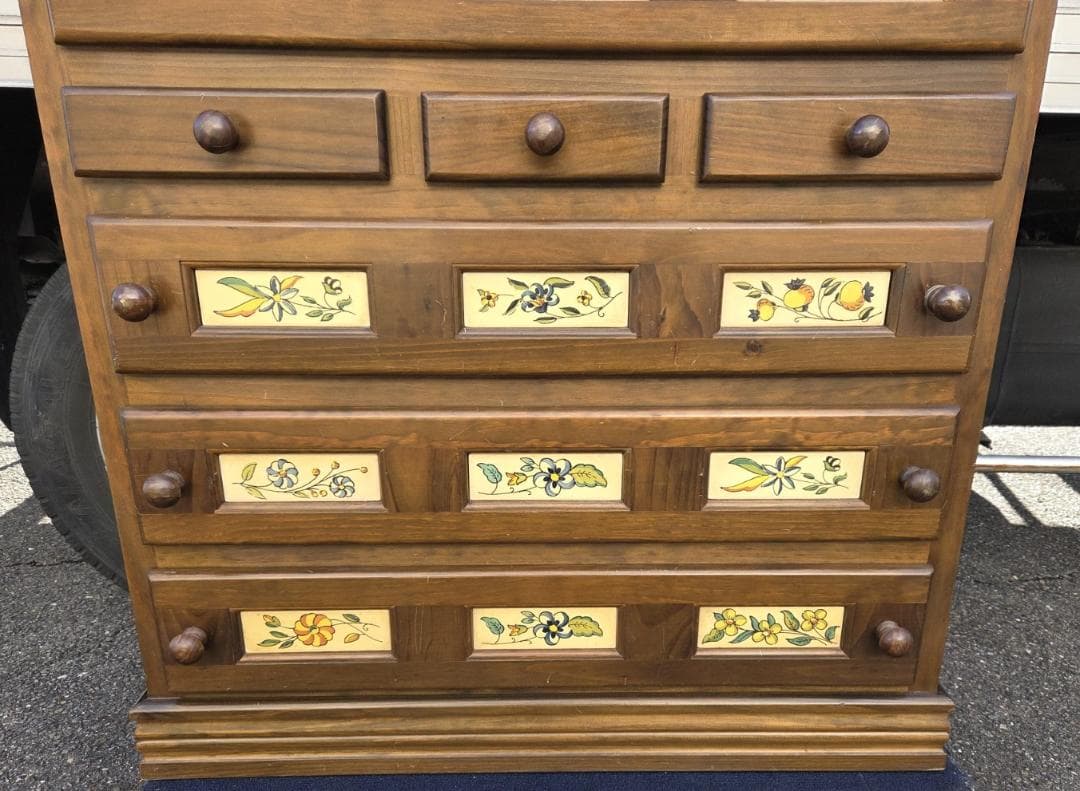 〈現状渡し〉チェスト 6段 8杯 引出し 花柄タイル バレンシア スペイン