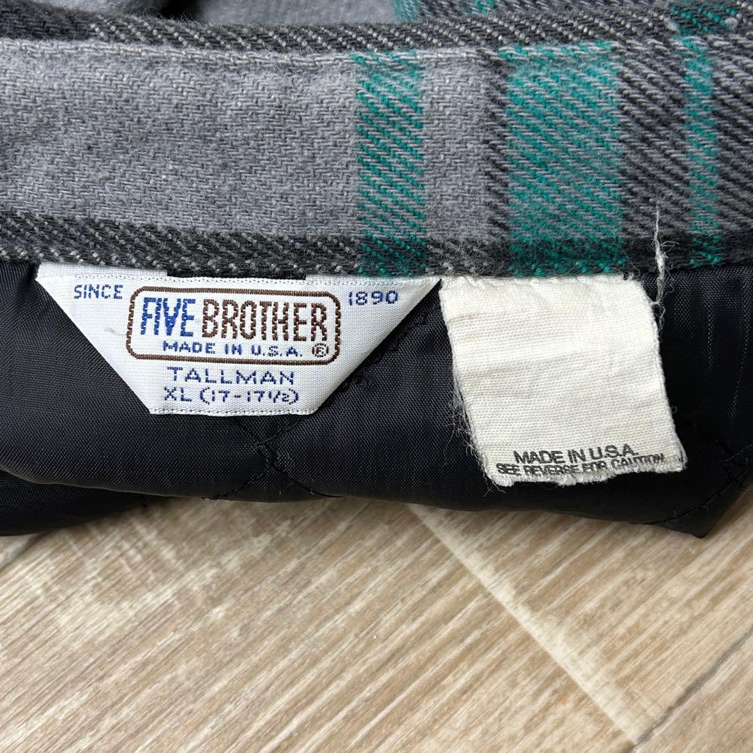 80s USA製 FIVEBROTHER キルティング ネルシャツ レアカラー