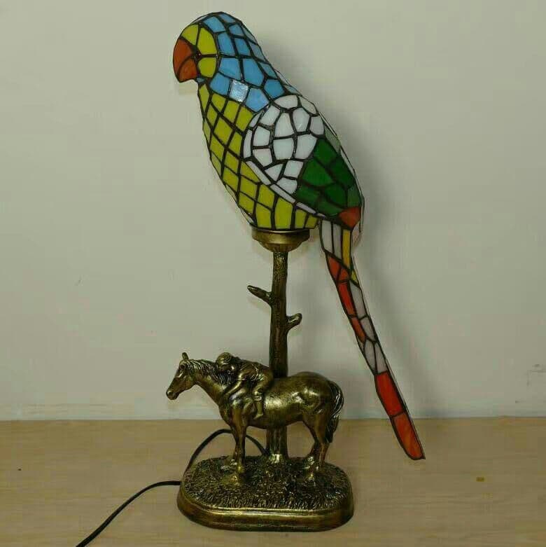 ティファニースタイルテーブルランプ電気スタンドガラスランプ \r オウム24