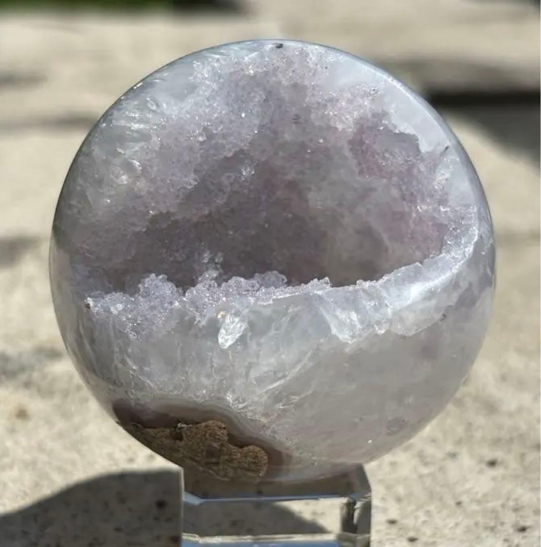 【強力浄化・直感力・洞察力】希少！ホワイトアメジスト・薄紫色笑口⭐️N70 台座付