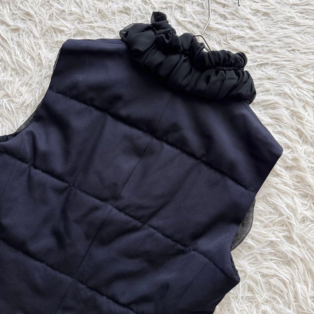 【トリココムデギャルソン】AD2010　キルティングベスト　M　フリル　シフォン