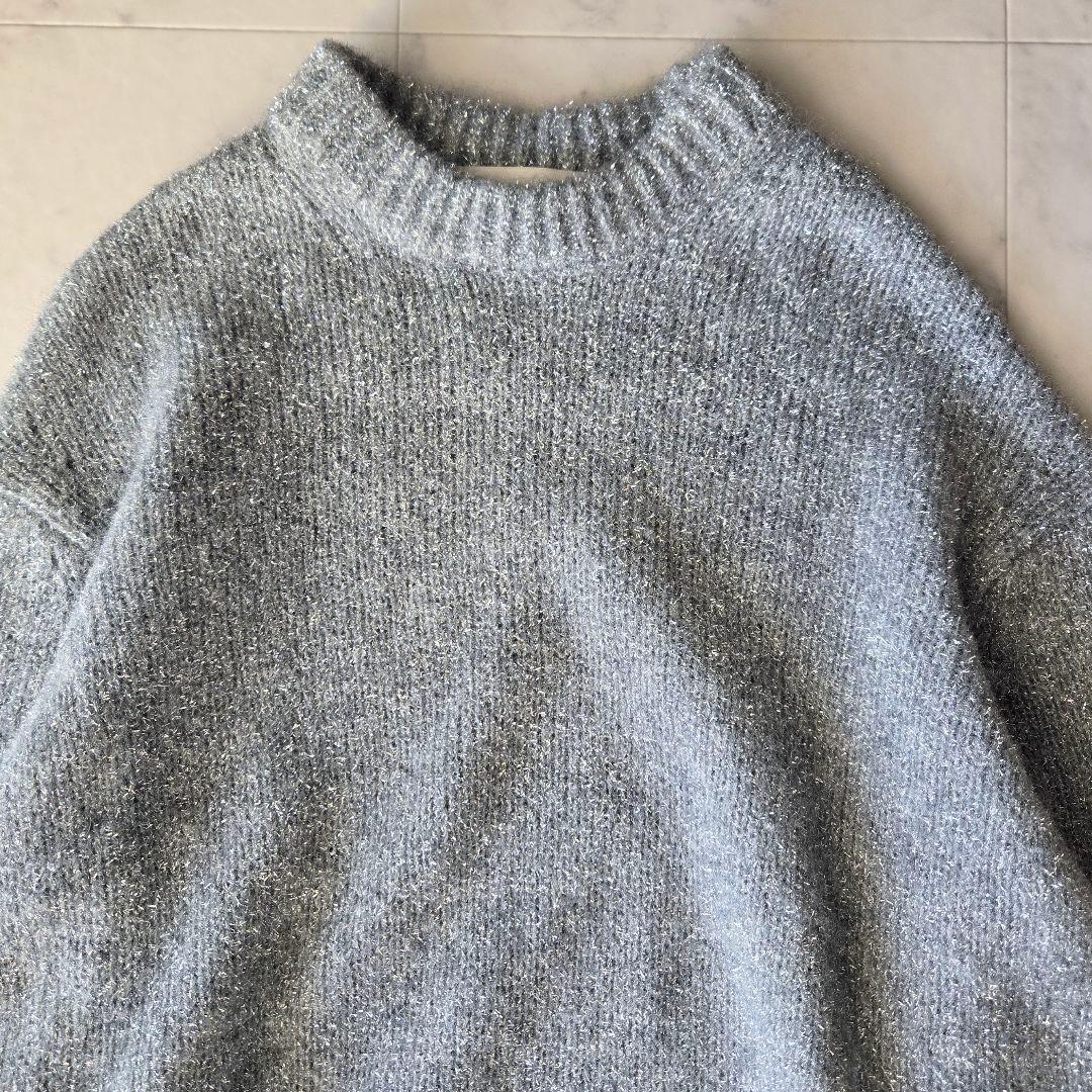 美品✨アンスクリア　ラメプルオーバー　ラメニット　シルバー　銀　オーバーサイズ