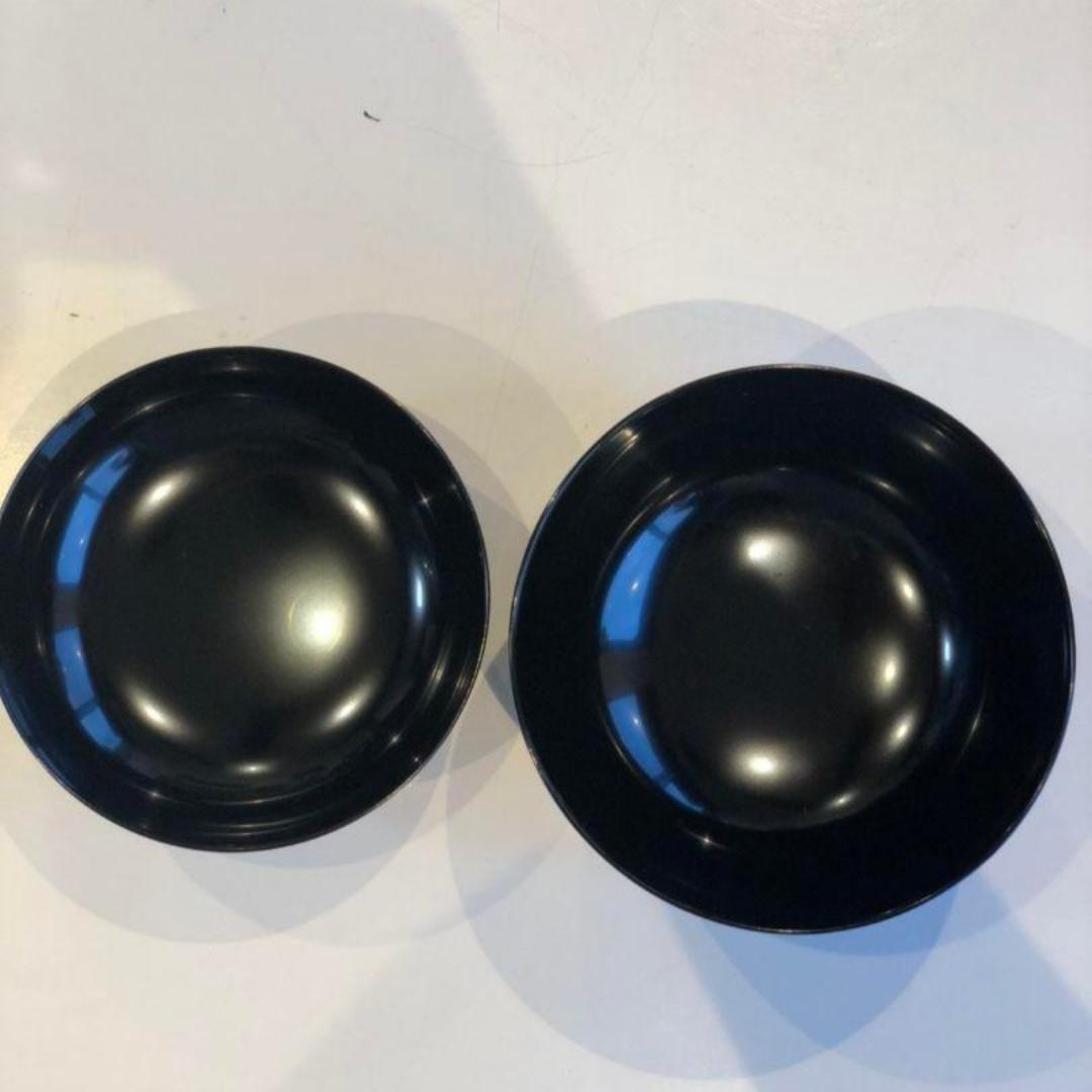 【訳あり】木製漆塗　水芭蕉磨き蒔絵吸い物椀　黒　５客組