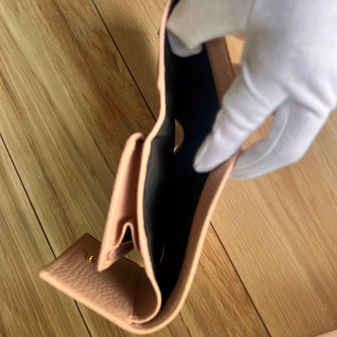 美品！GUCCI グッチGGマーモント 三つ折り財布　ピンクベージュ