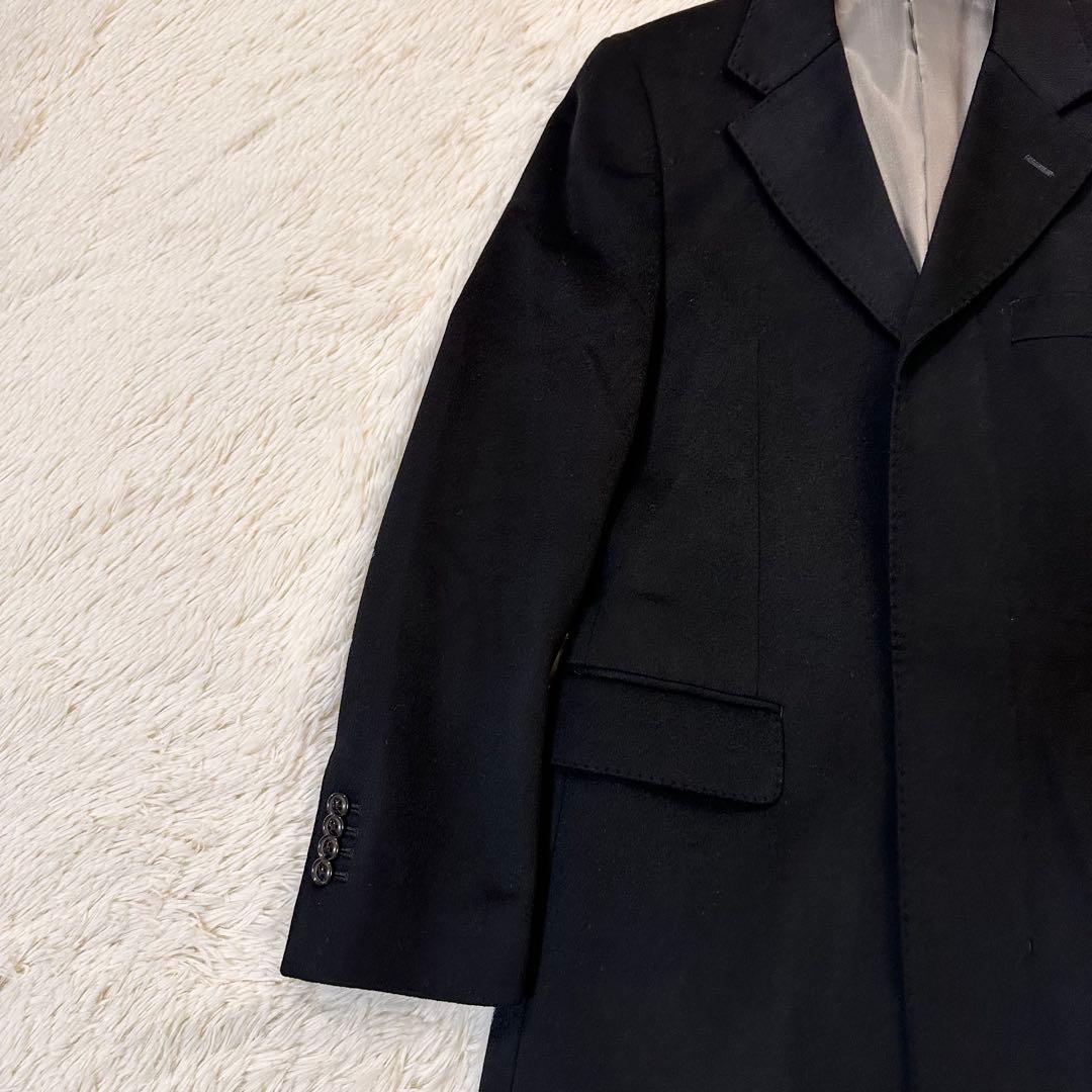 ロロピアーナ 高級イタリア生地 ウール カシミヤ混 チェスターコート ブラック