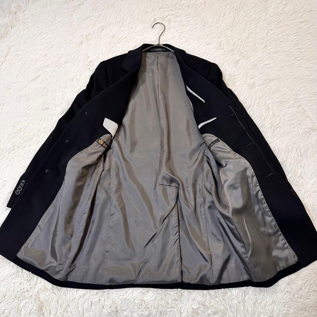 ロロピアーナ 高級イタリア生地 ウール カシミヤ混 チェスターコート ブラック