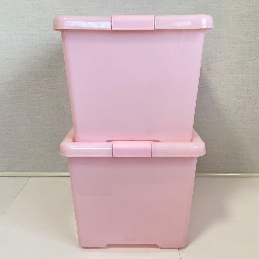 ハローキティ 収納ケース 2点 衣装 蓋付き キャスター ピンク ポップ レトロ