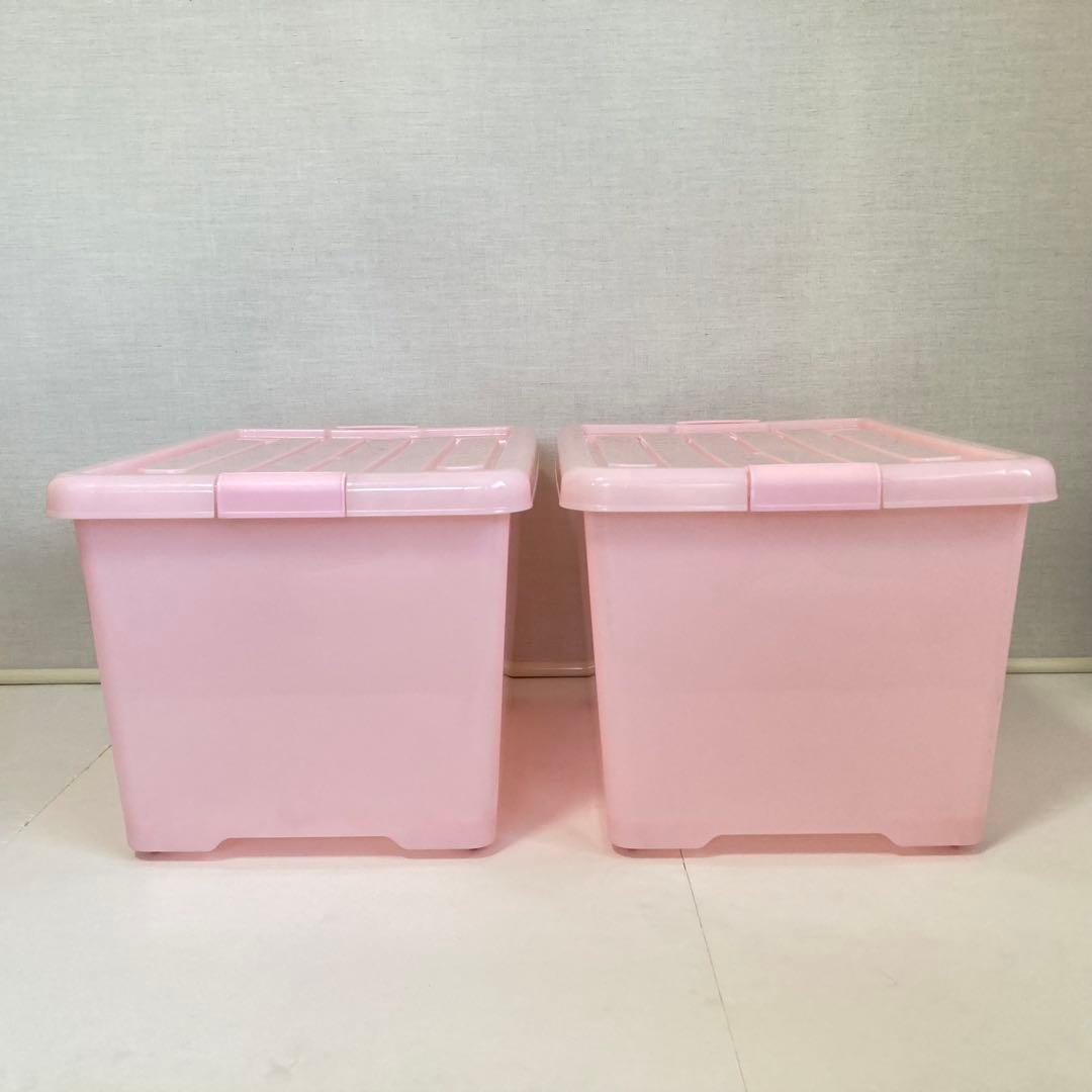 ハローキティ 収納ケース 2点 衣装 蓋付き キャスター ピンク ポップ レトロ