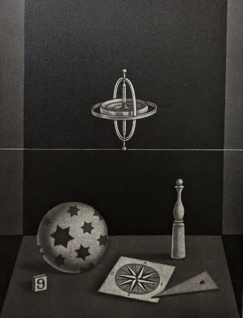 o長谷川潔の500部限定作品 「ジロスコ―プのある静物画」真作保証