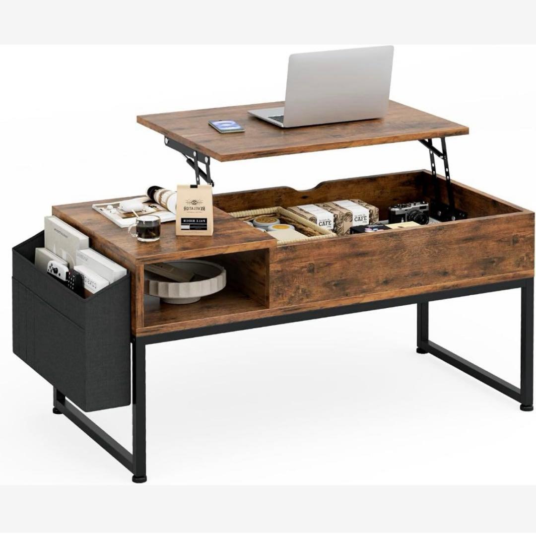 IKIFLY ローテーブル 昇降式 コーヒーテーブル 木製リフティングテーブル