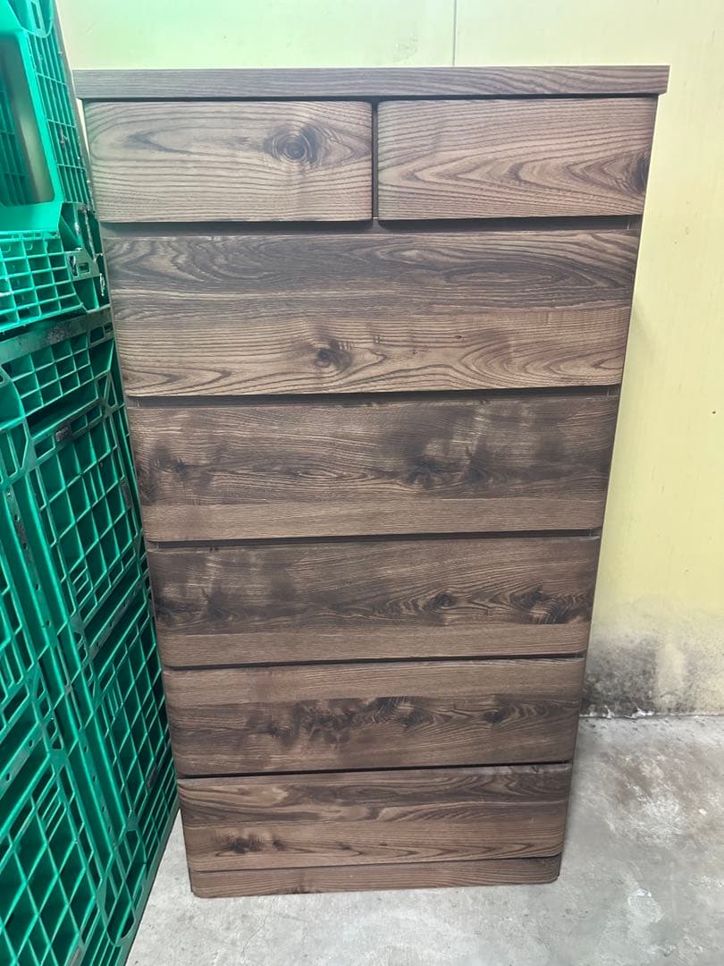 ダークブラウン木製スリムチェスト