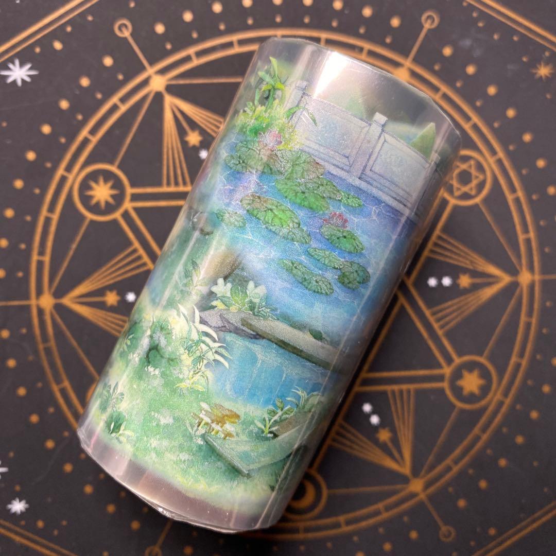 【9417】海外　マステ　5m巻　PETマスキングテープ　ハス　橋　池