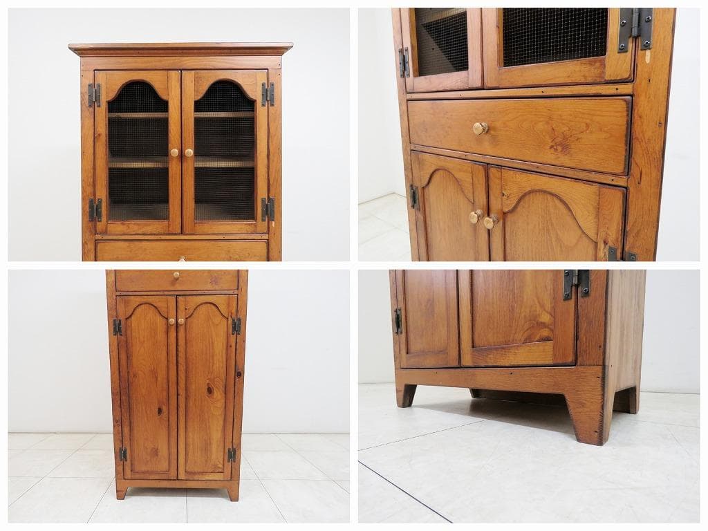 アンファン パイン無垢材 キャビネット 食器 飾り 本 書 棚 カントリー