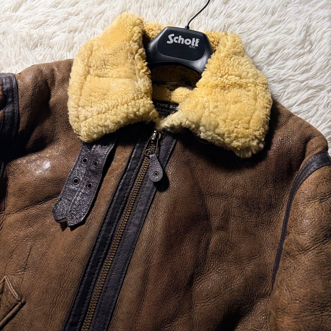 【米国製】schott フライトジャケット　B-3 羊革　ムートン　ボア　44