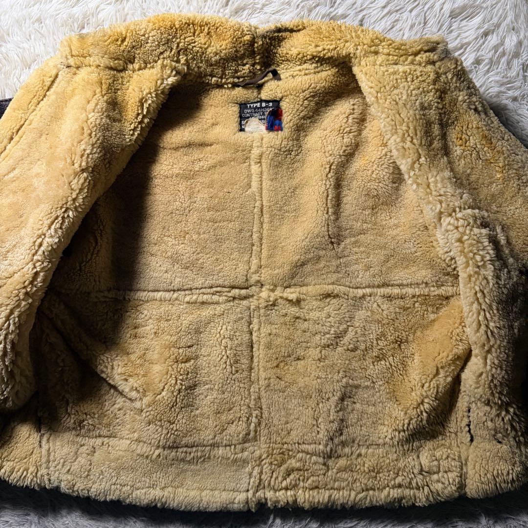 【米国製】schott フライトジャケット　B-3 羊革　ムートン　ボア　44