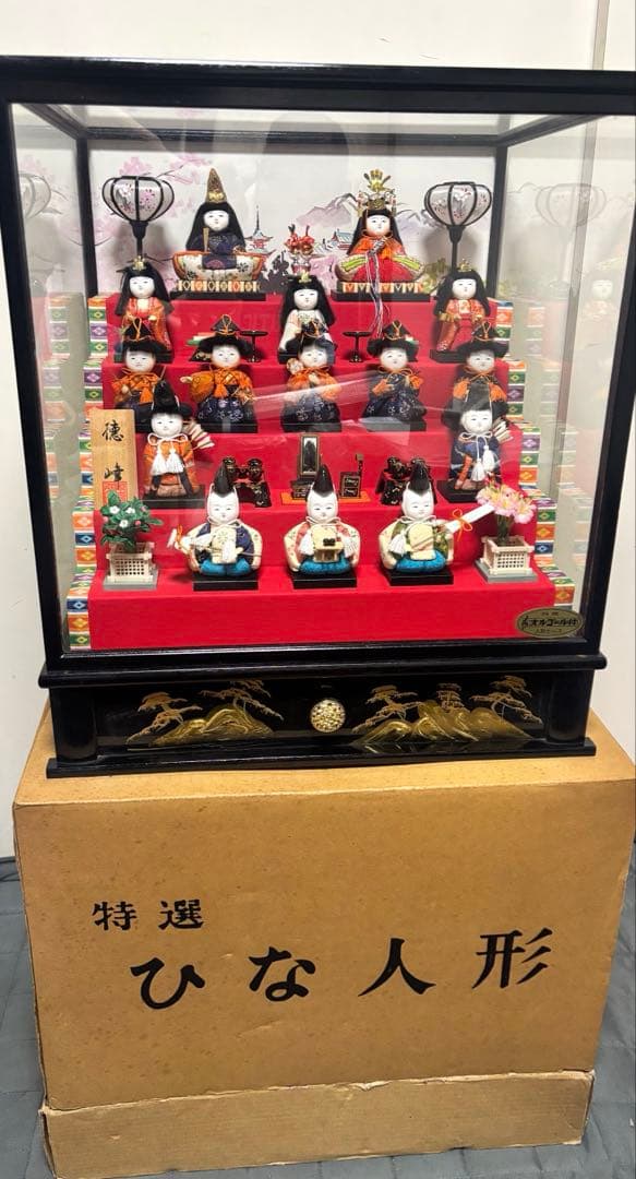 雛人形　オルゴール付ケース入五段飾り　江戸木目込