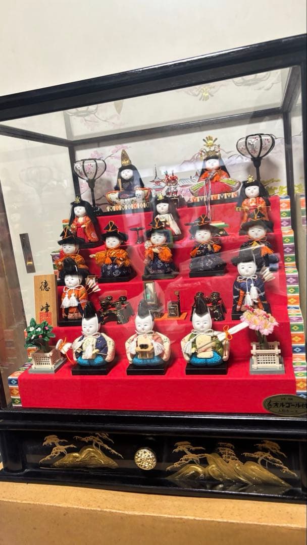 雛人形　オルゴール付ケース入五段飾り　江戸木目込