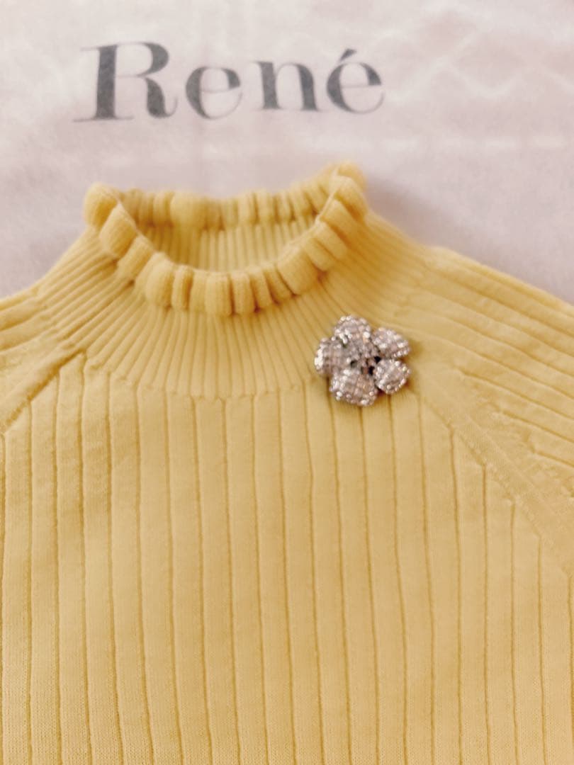 Rene2025♡美品プチフリルお袖パールニット34