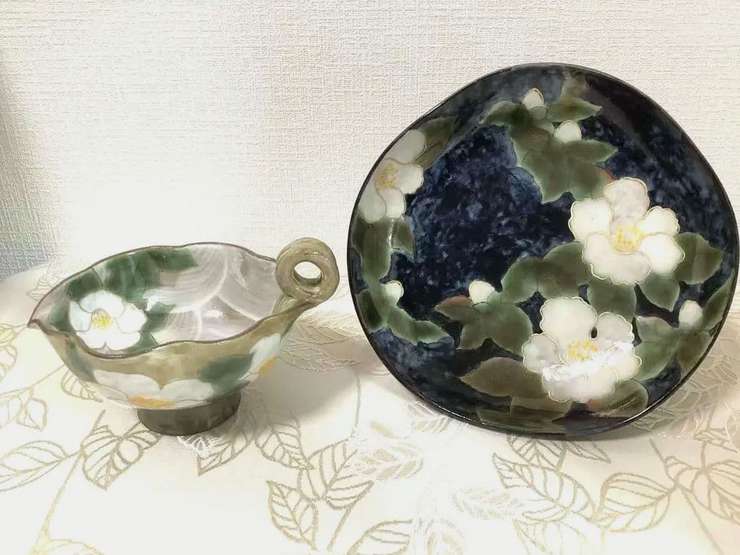 清水 陶あん 色絵付けプレートと鉢のセット